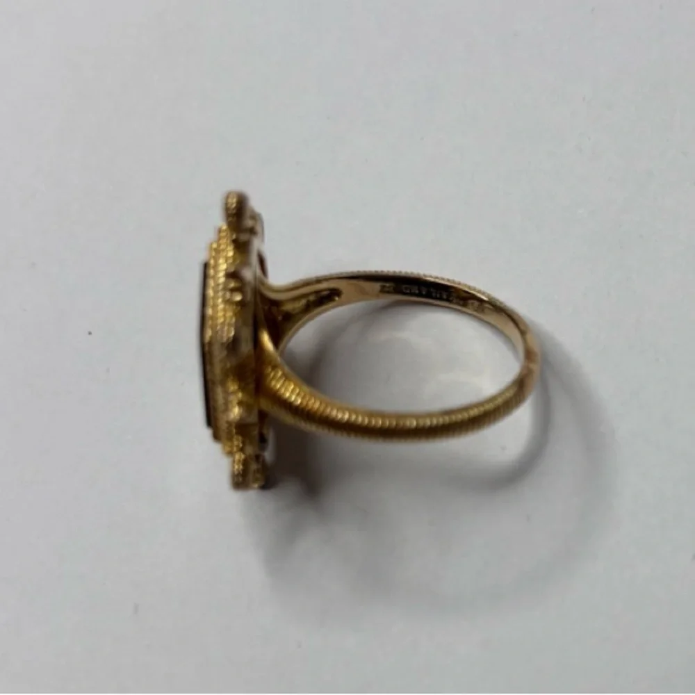 JUDITH RIPKA 14K Gold Black Onyx & Diamonique Hexagon Cut Ring Size 7